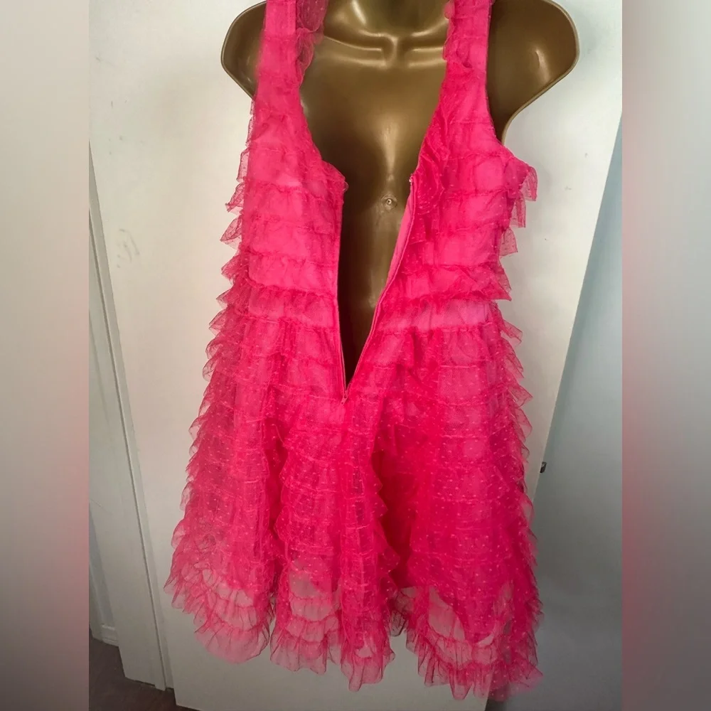 Smak Parlour X Unique Vintage1960s Hot Pink Bow Cupcake EmpireWaist Dress NWOT M - Picture 8 of 16